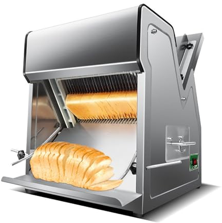 Electric Bread Cutting Machine - 31Pcs Slices, 12mm Thickness, 304 Stainless Steel Commercial Toast Bread Slicer with Adjustable Inlet & Outlet - Perfect for Bakery, Kitchen, Coffee Shop