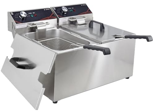 DULNICE 16L friteuse electrique professionnelle INOX, Bouton de contrôle de température en métal, Friteuse électrique commerciale