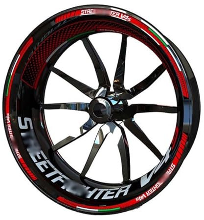 YESKIT Adesivi Decorativi modificati Moto Interno Esterno Ruota Decal Decorativo Rim Adesivo Riflettente per Ducati Streetfighter V4s V4 848 1098(Color:8)