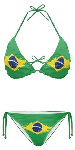 Pzuqiu Brazil Flag Bikini Set for Women Tie Side Triangle String Sexy Swimsuit Women Bikini Bathing Suit Tow Piece Bikinis Sets
