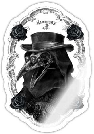 Spreadshirt Alchemy England Black Death Schwarzer Tod Sticker Aufkleber, 10 x 10 cm, Weiß glänzend