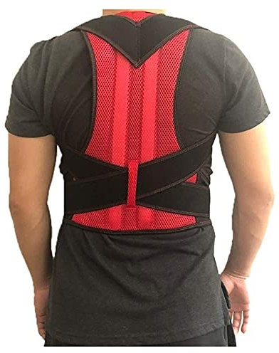 SUNMME Haltungskorrekturgürtel für Männer und Frauen, Rückenstütze, Glätteisen, Schulterstütze, aufrechter Stütztrainer, Taillengurte zur Schmerzlinderung bei Ischias (schwarz M) (rot L)