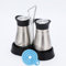 CANGCANG Salt and Pepper Shakers Set with Holder, Condiment Set, Stainless Steel & Glass Refillable Cruet Set, Modern Kitchen Decor for Dining Table, Countertop Includes Free Funnel (Silver, 2-Piece)