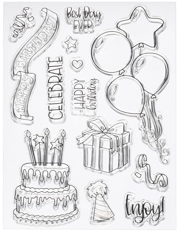 PATIKIL Transparente Silikonstempel Luftballon Kuchen Clear Stamps Klar | 1 Stück, T2019, Für Kartenherstellung Dekoration, DIY Scrapbooking Prägung Album Dekor Handwerk