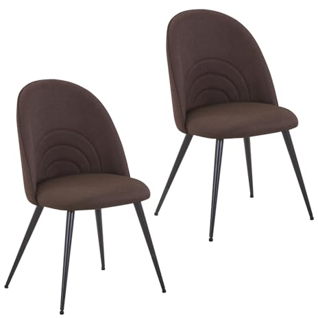 SVITA Anita 2-er Set Esszimmerstuhl Polsterstuhl Küchenstuhl Stoffbezug Gepolstert Metallbeine Pulverbeschichtung Braun