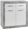Nicht Zutreffend Kommode mit 2 Türen und 2 Schubladen - Betonoptik - Weiß Hochglanz - 82 cm breit - Sideboard Mehrzweckschrank