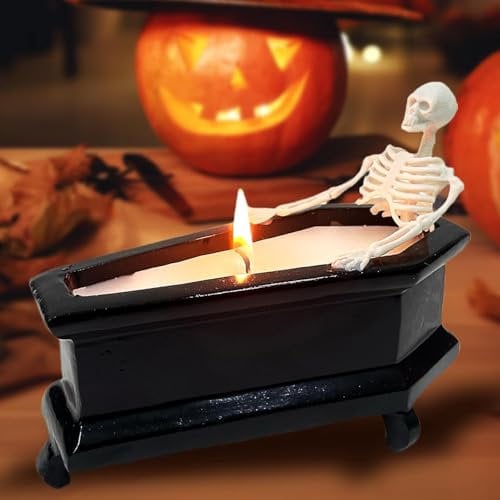 Bdecoll Candela Profumata a Forma di Scheletro per Halloween - Decorazione per Aromaterapia, Alleviare lo Stress, Casa, Esterni e Interni (Bianco)