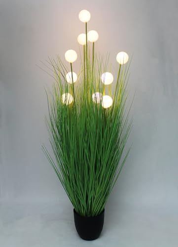 Arnusa Plante artificielle décorative - 110 cm - Avec éclairage LED - Fonctionne avec piles - Avec minuterie - Blanc chaud - Lampe décorative
