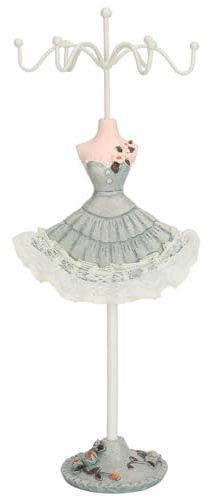 Tyenaza Earrings Necklace Stand, Princess Dress Stand Display Iron Mannequin Princess Jewelry Rack Pine Green (C)