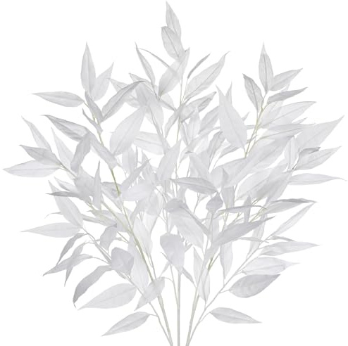Hollyone 3 Stück Künstliche Eukalyptuszweige 100cm Lang Weiß Eukalyptus Blätter Künstliche Zweige Wie Echt Dekopflanze Kunstzweige für Vase Blumengesteck Home Party Deko