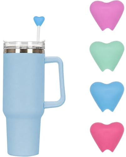 Lipzi Anti-Wrinkle Bright Silicone Straw Tips Fits 5/16-7/16 in Straws 4-Pk | Measure Your Straw Before Ordering. Expandable silicone rubber fits straw 5/16 up to 7/16 inch diameter, Lip Friendly Topper