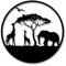 MMshop Runde wanddekoration Afrika. Panel dekoratives. Bild: Safari, Giraffe, Elefant, Baum. Hängende Dekoration. 3D-Bild (40cm)