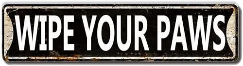 Wipe Your Paws Sign Novelty Wipe Your Paws Decor Wipe Your Paws Street Sign Wall Art Decor For Home Farmhouse Bar Cafe Man Cave 40x10 Cm