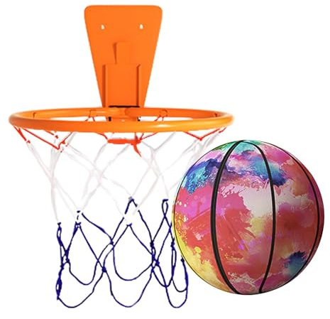 Silent Basketball – Basketballkorb Für Den Innenbereich | Leichter, Leiser Basketball | Lautloser Basketball Mit Korb | Basketball-Kinder | Lautlos Hüpfender Basketball | Weicher Indoor-Basketballkorb