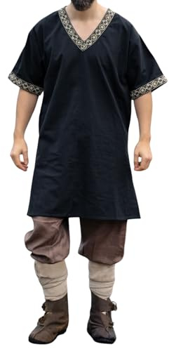 Leonardo Carbone® Wikinger Tunika Loki - Mittelalter Kleidung Herren, Mittelalter Hemd Herren, Karneval Kostüm Herren, Wikinger Tunika, LARP Kleidung - 100% Baumwolle