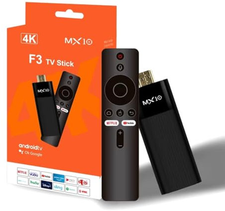 MX10 F3 TV Stick 4K – Android TV avec Télécommande vocale | Compatible Netflix, Youtube, Prime Video | Clé HDMI Streaming | Android 11, WiFi Double Bande, Bluetooth