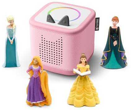 Toniebox 2 Audio Player Disney Princess Bundle for Kids 3+ with Elsa, Anna (Frozen), Belle, and Tangled - Cloud Pink