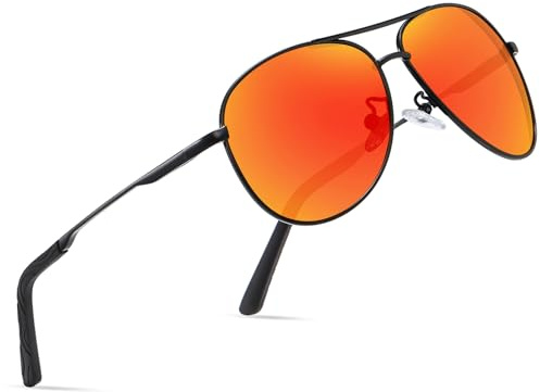 Sonnenbrille Herren Damen Polarisiert Vintage Schwarz Pilotenbrille Unisex