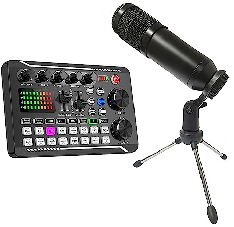 Kit scheda audio for registrazione da studio Registra audio dal vivo for computer con telefono via cavo Set mixer vocale for computer dal vivo(With Microphone)