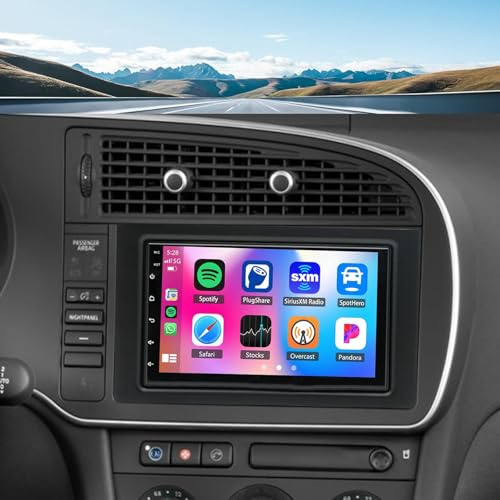 Autoradio Für Saab 9-3 93 2007 2008 2009 2010 2011 Mit Carplay Android Auto, 2 Din Android 15 Autoradio Mit 7 Touchscreen GPS Navi Bluetooth EQ WiFi FM Mirror Link SWC Rückfahrkam(Color:8 Core 2+32G)