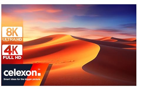 celexon Expert PureWhite Rahmen-Leinwand 160 | 350x197 cm 16:9 | schmaler, mattweiße 4K, Full-HD Frame für Heimkino-Projektionen mit Ihrem Beamer oder für das Büro | zur dezenten Wandmontage