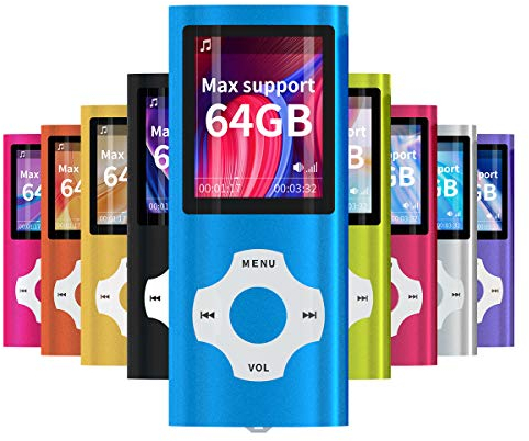Mymahdi - Lecteur MP3/MP4 - Bleu foncé - Avec écran LCD de 1,8 pouces et fente de montage pour mémoire - Prise en charge maximale de la carte mémoire TF de 128 Go