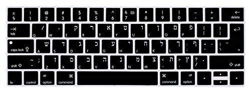 MMDW Hebrew Language Silicone Keyboard Cover for MacBook Pro 13 15 inch 2019 2018 2017 2016 with Touch Bar&Touch ID Model:A2159 A1989 A1706/A1990 A1707,USA and European Version