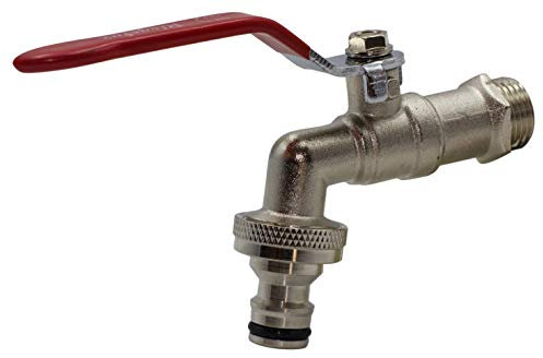 Riegolux Grifo Latón Esfera 3/4 D/B para Jardín – Grifo Exterior con Rosca Macho 1 y Conector Rápido para Manguera