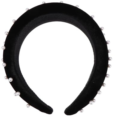 Lurrose Pearl Studded Headband Wide Lint Hair Thickening for Thick Hair Women Adults