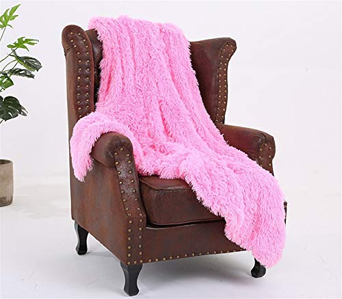LIVEINU Reversibel Kuschel Kunstfell Und Fleece Kuscheldecke Anthrazit Doppelseitig Fleecedecke Plüschdecke Kunstfell Decke,Super Weiche warme Flauschige Wohndecke 160x200cm Rosa