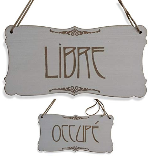 Craf'u Libre/Occupé Plaque de Porte Bois Shabby Suspendue Panneau de Boutique Bureau Toilettes (Petit 9,5 x 19 cm)