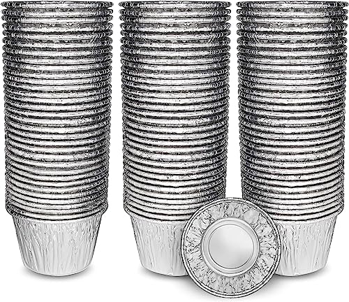 ebake Moldes Desechables Reposteria - (200ml) Paquete de 50 Moldes Horno Reutilizables - Moldes de Aluminio para Freidora de Aire - Molde Flan para Horneado de Muffins, Tartas y Pudding