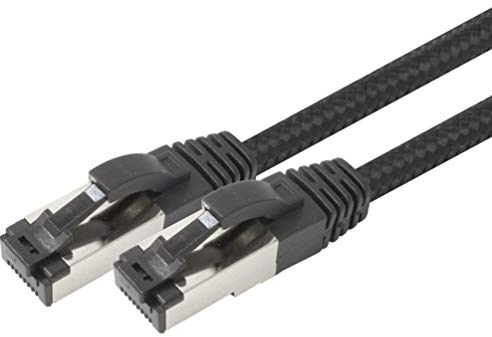 1m - Black Cotton CAT 6a Patchkabel Schwarz - 1 Stück Netzwerkkabel Stoff Baumwollmantel Cat Cat 6 a Kabel Rj 45 LAN Ethernet Patchkabel 500Mhz 10 Gb s - 1 x 1 Meter