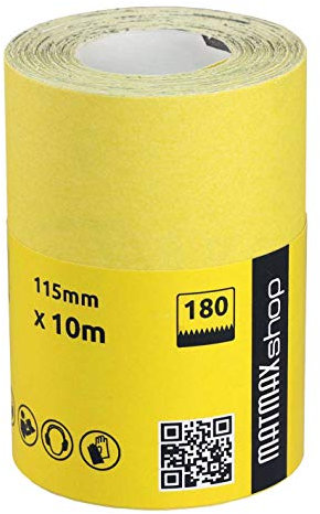 KLINGSPOR (Germany) 115mm x 10m Aluminium Oxide Sandpaper Roll + Gift (Grit, 180)