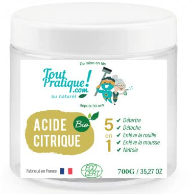 Acide Citrique 700 g en Pot Réutilisable -Qualité Supérieure-Naturel-Français