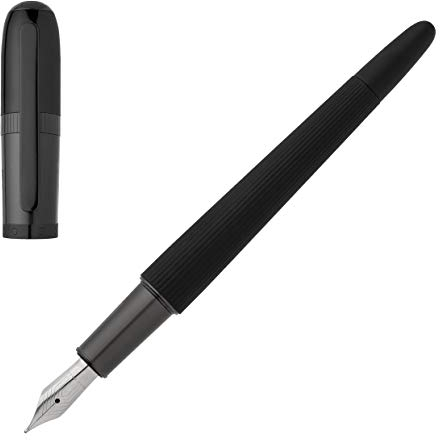 Hugo Boss Füllfederhalter Contour Black Messing/Edelstahl Schwarz, Größe: ca. 13,6cm x 1cm x 1cm, HSH0052A