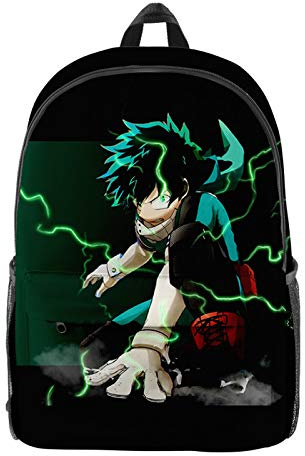 My Hero Academia Rucksack, Schultasche, Motiv: No Hero Academia, Izuku, Midoriya, Deku, Todoroki, Shoto, Oxford, Tagesrucksack, Freizeittasche, Outdoor-Tasche, Computertasche für Schule, Büro, Reisen,