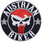 Austrian Biker Aufnäher/Aufbügler/Biker Patch/Bügelbilder Österreich Fahne | Jeans Flicken Geschenk Motorradfahrer Applikation für Motorradzubehör/Boots/Motorradkoffer | 90x90mm