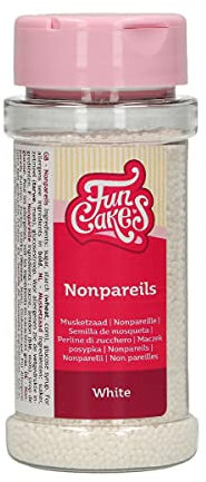 FunCakes Nonpareils Weiß: Kuchenstreusel, guter Geschmack, perfekt zum Dekorieren von Kuchen. 80 g.