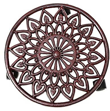 YXCKG Carrello per Piante in Metallo con Ruote, sottovaso Rotondo in Ferro Massiccio con Ruote, Vassoio Dolly in Vaso Rotondo Mobile retrò, Porta Piante da Esterno con Ruote girevoli a 360°