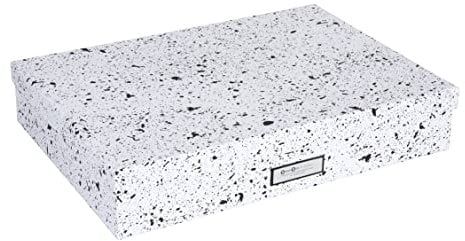 Bigso Box of Sweden Document Box with Lid for Papers in A3 Format - Document Organiser Tray with Lid and Handle - Storage Container Made of Fibreboard and Paper - Black Speckled