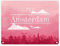 Metallschild in 15x20 cm für Fans von Städtetrips mit der Silhouette von Amsterdam in rot ein dekoratives Schild als Geschenk für Reisende die Amsterdam mögen und sich auf die