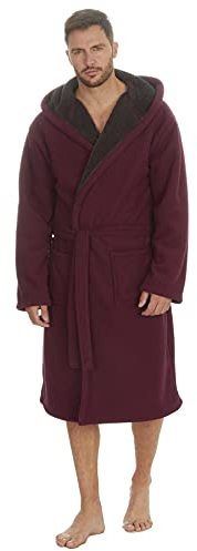 Evotex Trading Mens Luxury Drop Needle Sherpa Lined Dressing Gown Robe Rust Size XL