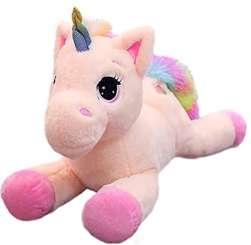 Georgie Porgy Kinder Plüschtier Plüsch Einhorn Kuscheltier mit mehrfarbigem Regenbogenschwanz Kuschelige Stofftier Geschenke für Mädchen (15'' Rosa Einhorn)