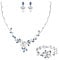 Ever Faith Wedding Jewellery Set for Bride, Simulated Pearl Marquise CZ Flower Filigree Necklace Earrings Bracelet Sets Blue Silver-Tone