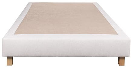 Luxury Literie Sommier tapissier 90x190, Beige, Gamme Prestige Hôtel, Bois Massif + Pieds offerts