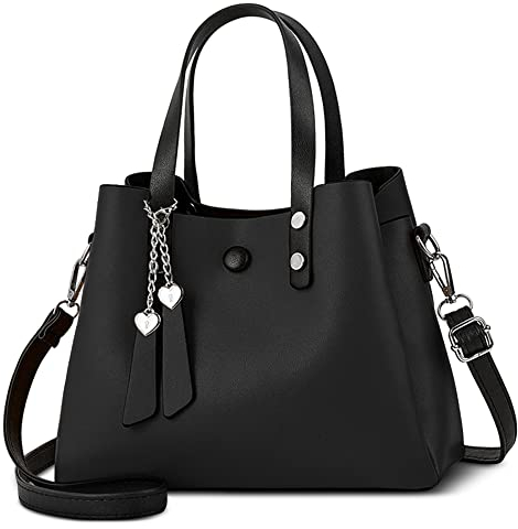 DORRISO Damen Handtasche Mode Ornamente Umhängetasche Abnehmbarem Schulterriemen Reisen Casual Elegantes Top Griff Design Tasche für FrauenSchwarz