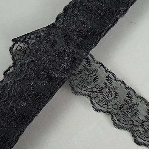 10 Yard Bestickte Spitzenbordüre Spitzenbesatz Stoff Spitzenband,Geschenkband Spitze Band Meterware,Spitzenborte Zum DIY Basteln Nähen Weihnachten Hochzeit Party Deko Blumen Geschenkverpackung,Schwarz