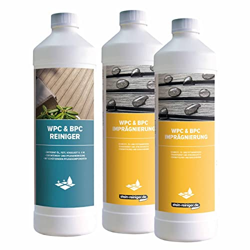 stein-reiniger WPC & BPC Reiniger 1l & Imprägnierung 2l Set, Reinigung & Pflege, Intensivreiniger, Pflegereiniger, materialschonend, schmutz-, öl-, fettabweisend