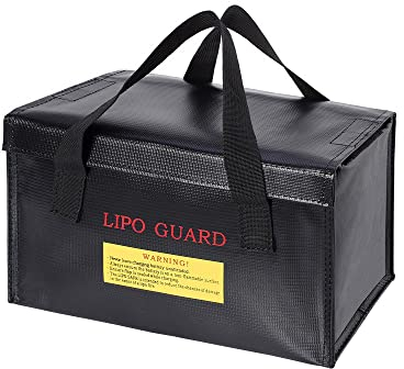 WANGCL Portable Lipo Battery Bag Fireproof Waterproof Lipo Safe Bag Lipo Charging Bag for Li-po Battery Drone Battery Power Bank 260x130x150mm - Black